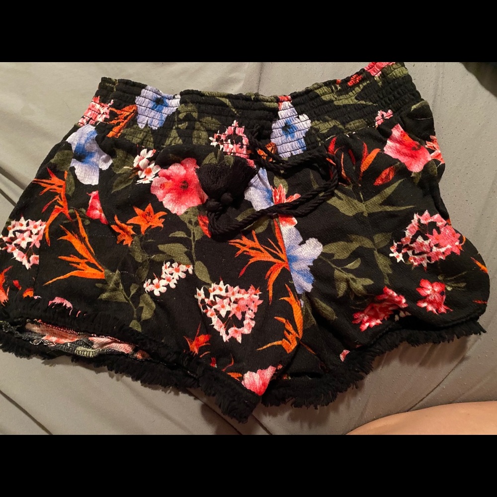 Floral float shorts with frayed bottoms